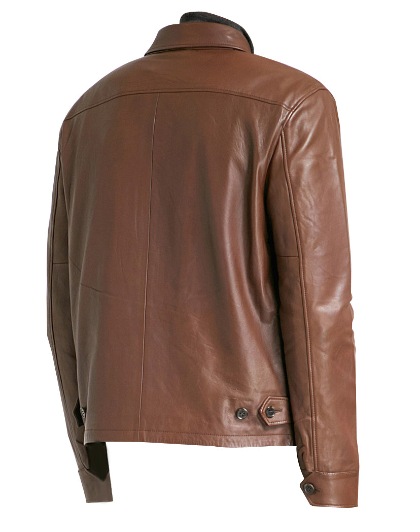 Perfect lightweight Pierre Brown Leather Jacket