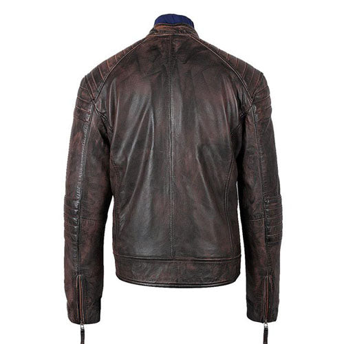 Men's Benton Distressed Moto Style Leather, Winter Jacket, – Lusso Leather