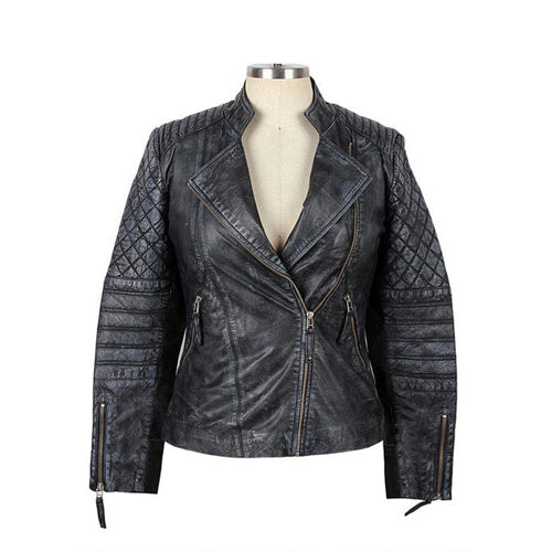 Warm and Stylish Bit Black Cotton Canvas Leather Jacket