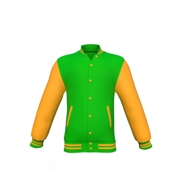Brand New Gold Sleeves Light Green Varsity Letterman Jacket