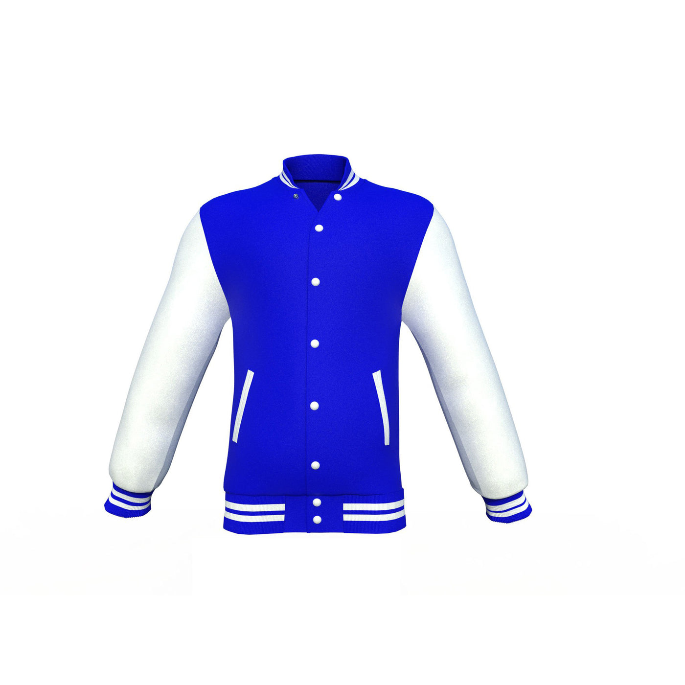 Fashionable Blue Varsity Letterman Jacket with White Sleeves