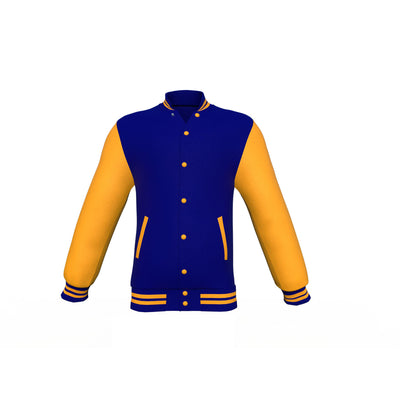 Lightweight Navy Varsity Letterman Jacket with Gold Sleeves