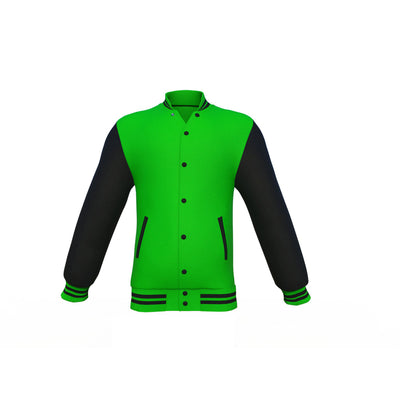 Perfect Light Green Varsity Letterman Jacket with Black Sleeves