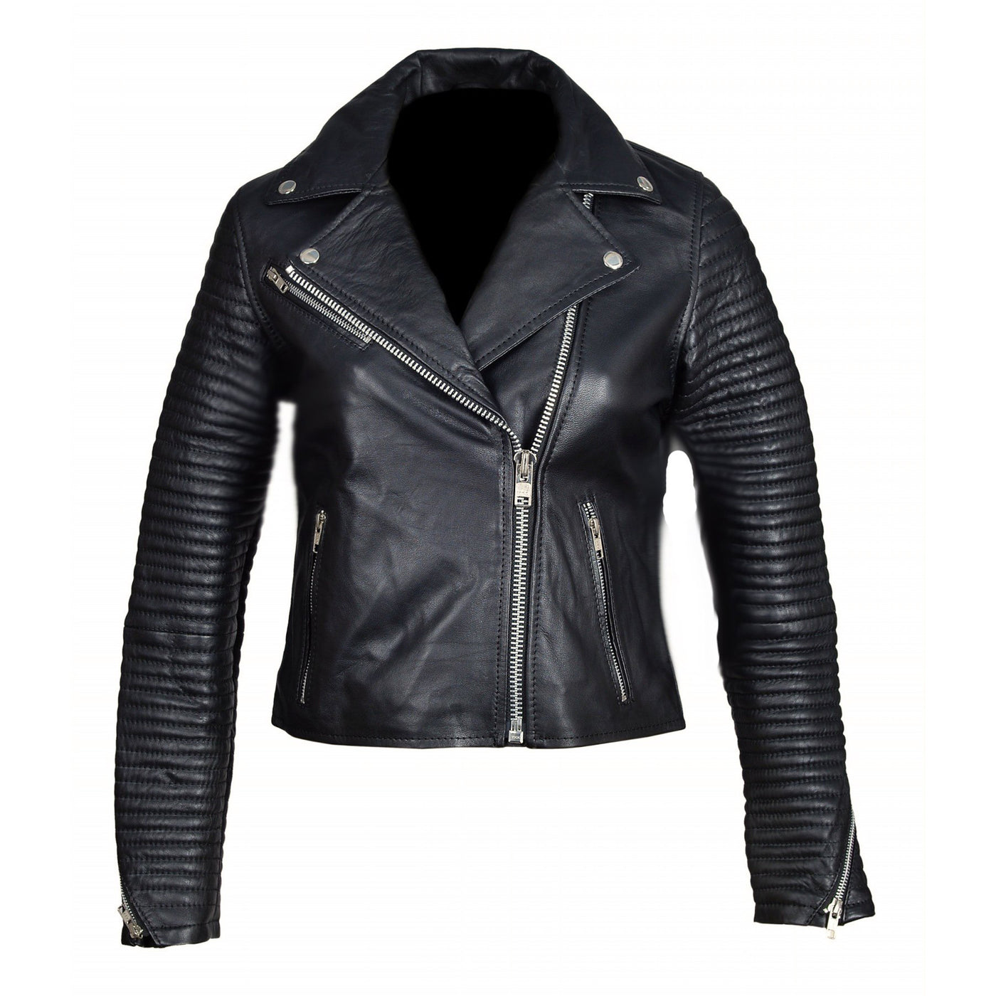 Nyah’s Biker Style Jacket With Ribbed Sleeves