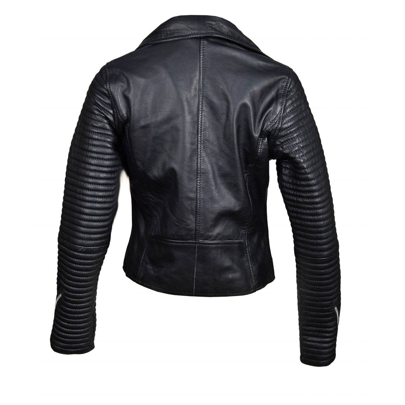 Nyah's Biker Style Jacket With Ribbed Sleeves – Lusso Leather