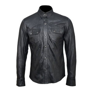 Fashionable Comfortable Leather Shirt in Black