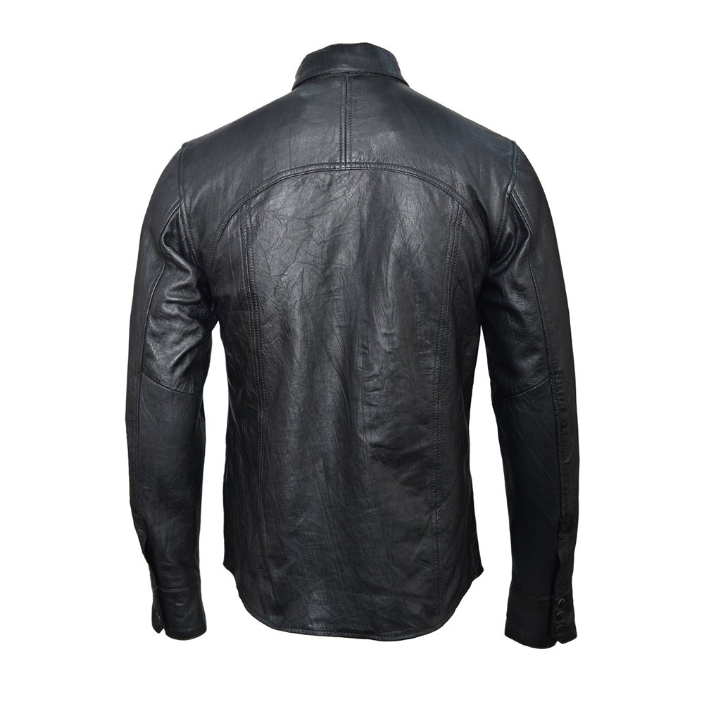 Fashionable Comfortable Leather Shirt in Black