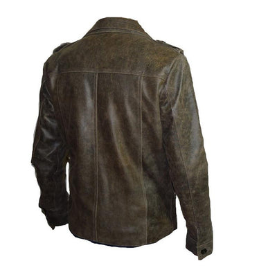 Distressed leather jacket with point collar - Lusso Leather - 2