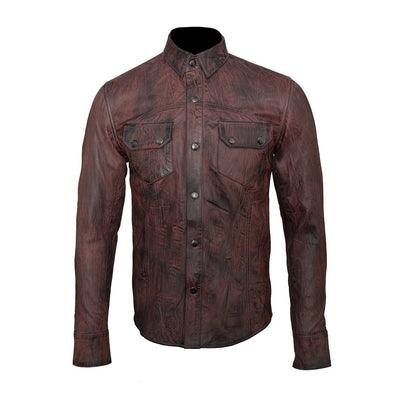 Comfortable Brown Leather Shirt for Men