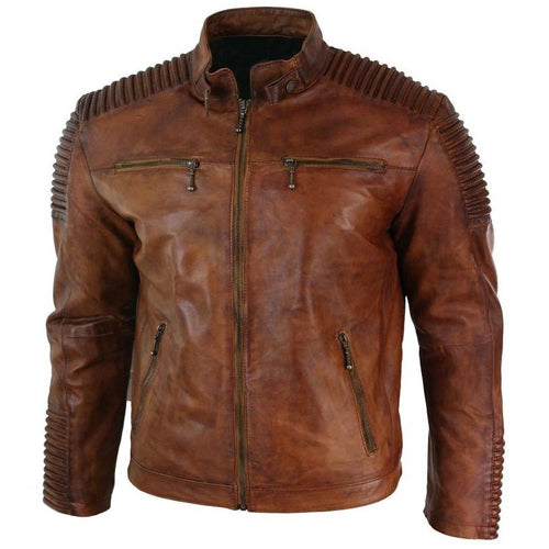 Piping Distressed cafe racer jacket