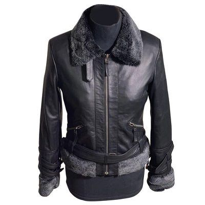 Janey Black Fur Collar and Hem Jacket