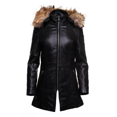 unique or custom winter Jazmyn's hooded long coat with fox fur