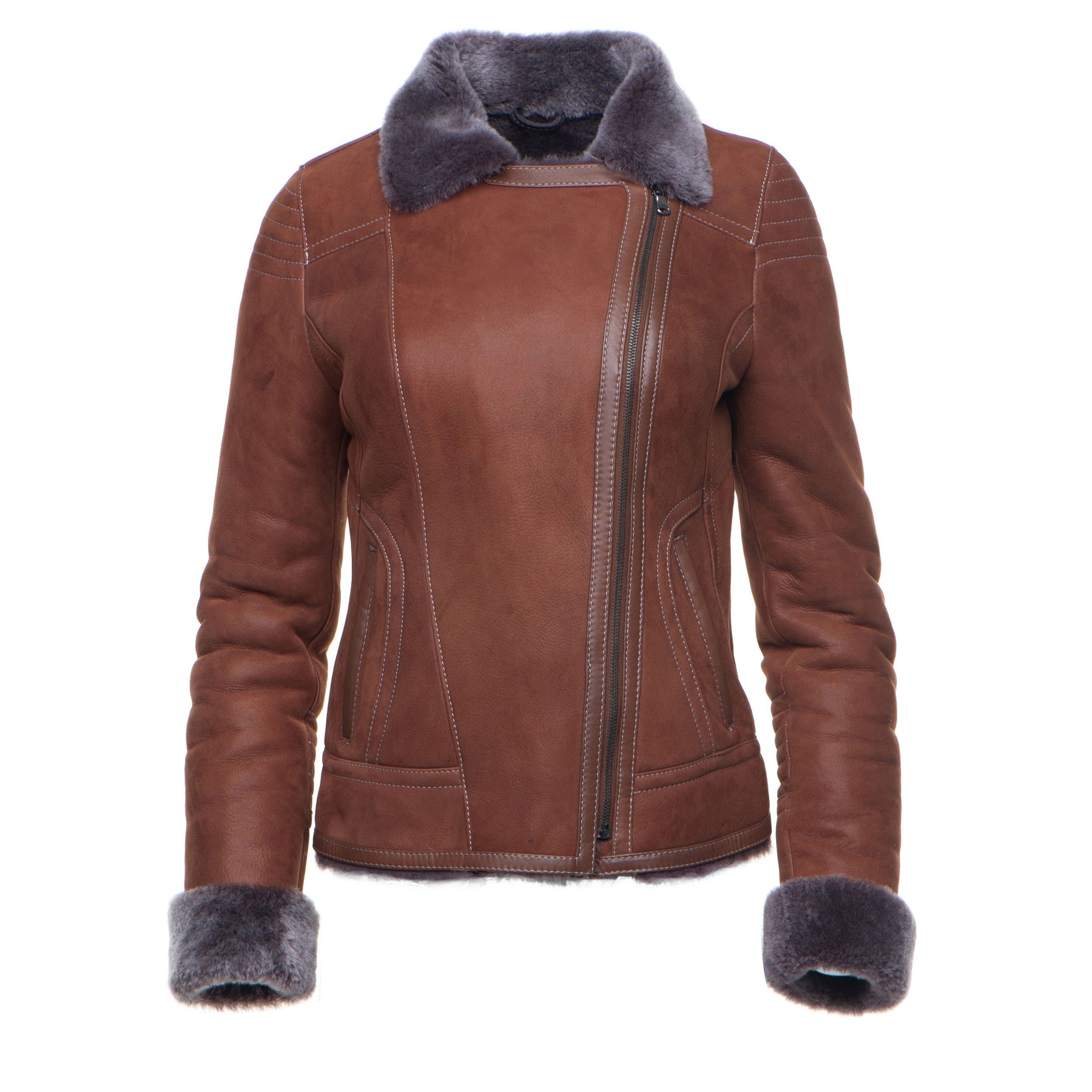 Reyna's Tan Sheepskin Shearling B-3 Bomber Style Jacket – Lusso Leather