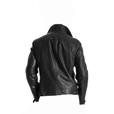 Black biker style jacket with notch lapels - Lusso Leather - 2