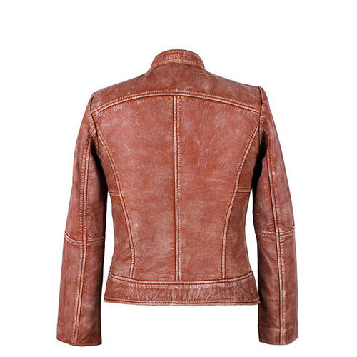Fashionable Leather Sandstone Jacket