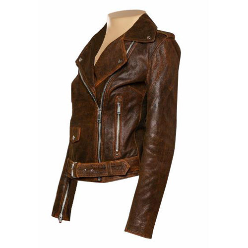 Vintage Copper Biker Leather Jacket
