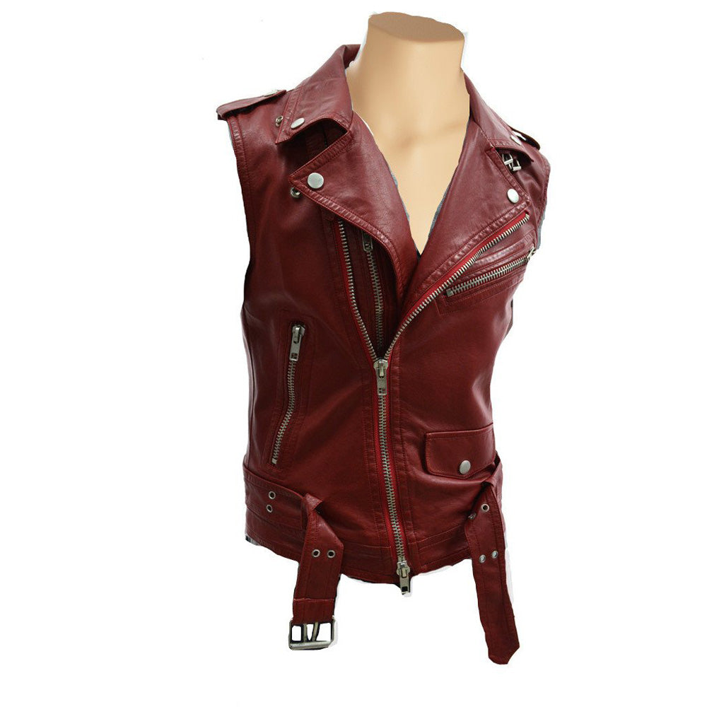Safe and Soft Red biker leather vest
