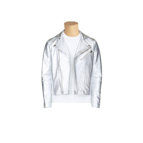 Metallic silver leather jacket - Lusso Leather