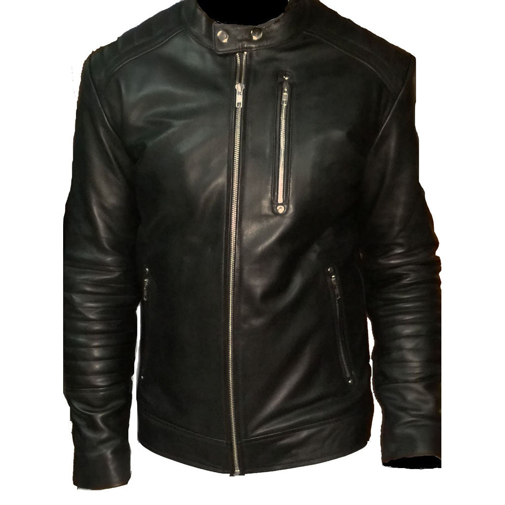 leather jacket quilted shoulders