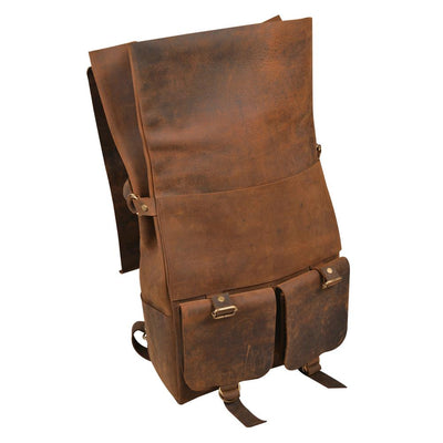 Stylish Parsons Oiled Cowhide Roll Top Backpack