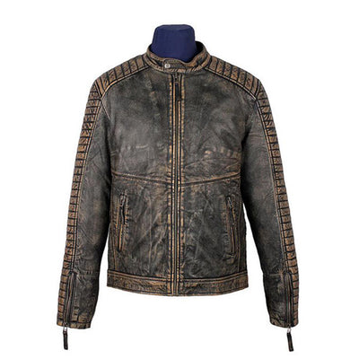 New! Louis Vuitton Vintage Men's Distressed Leather Biker Jacket -  Large / 52EU