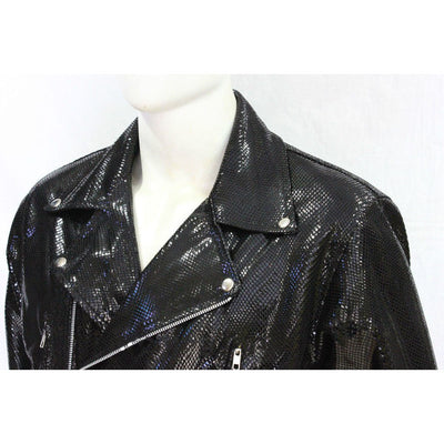 Snake print biker style leather jacket - Lusso Leather - 2
