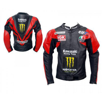 Red and black Kawasaki motorcycle armor protection jacket