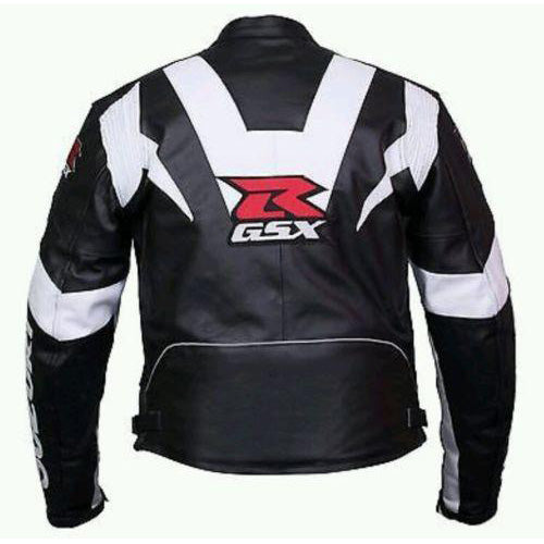 Suzuki GSXR Motorcycle Jacket in Black and White