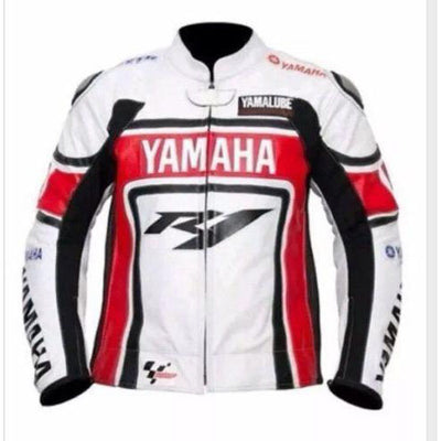 High-Class Armor Protection Red and white Yamaha R1 Motorcycle Jacket 
