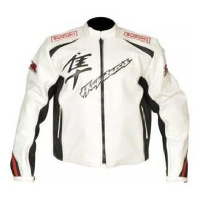 Classic White Hayabusa motorcycle armor protection jacket