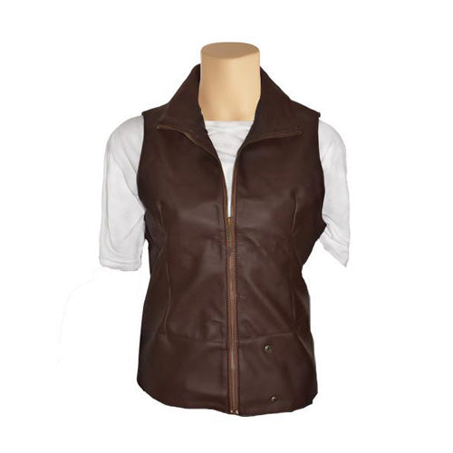 high-quality Brown sleeveless leather jacket