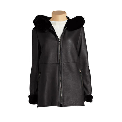 Fashionable Stylish Sierra's Black Leather Hooded Jacket