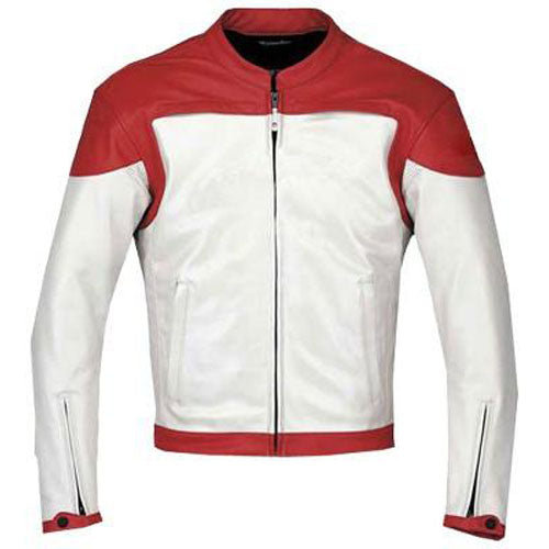 Soft and Cozy Armor Protection Plain Red and white motorcycle jacket