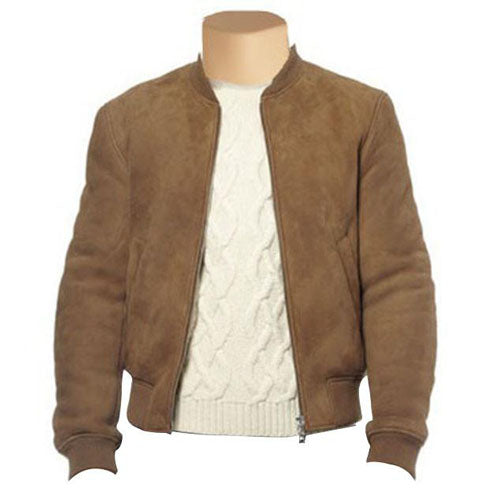 Comfortable ribbed suede bomber jacket