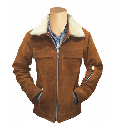 Fur Collar Suede Bomber leather jacket