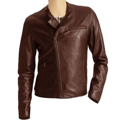 Tan brown stylish leather jacket - Lusso Leather - 1