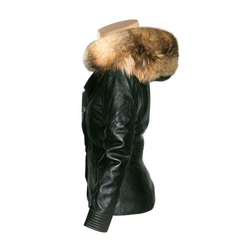 Soft Idelle Car coat with fox fur hood