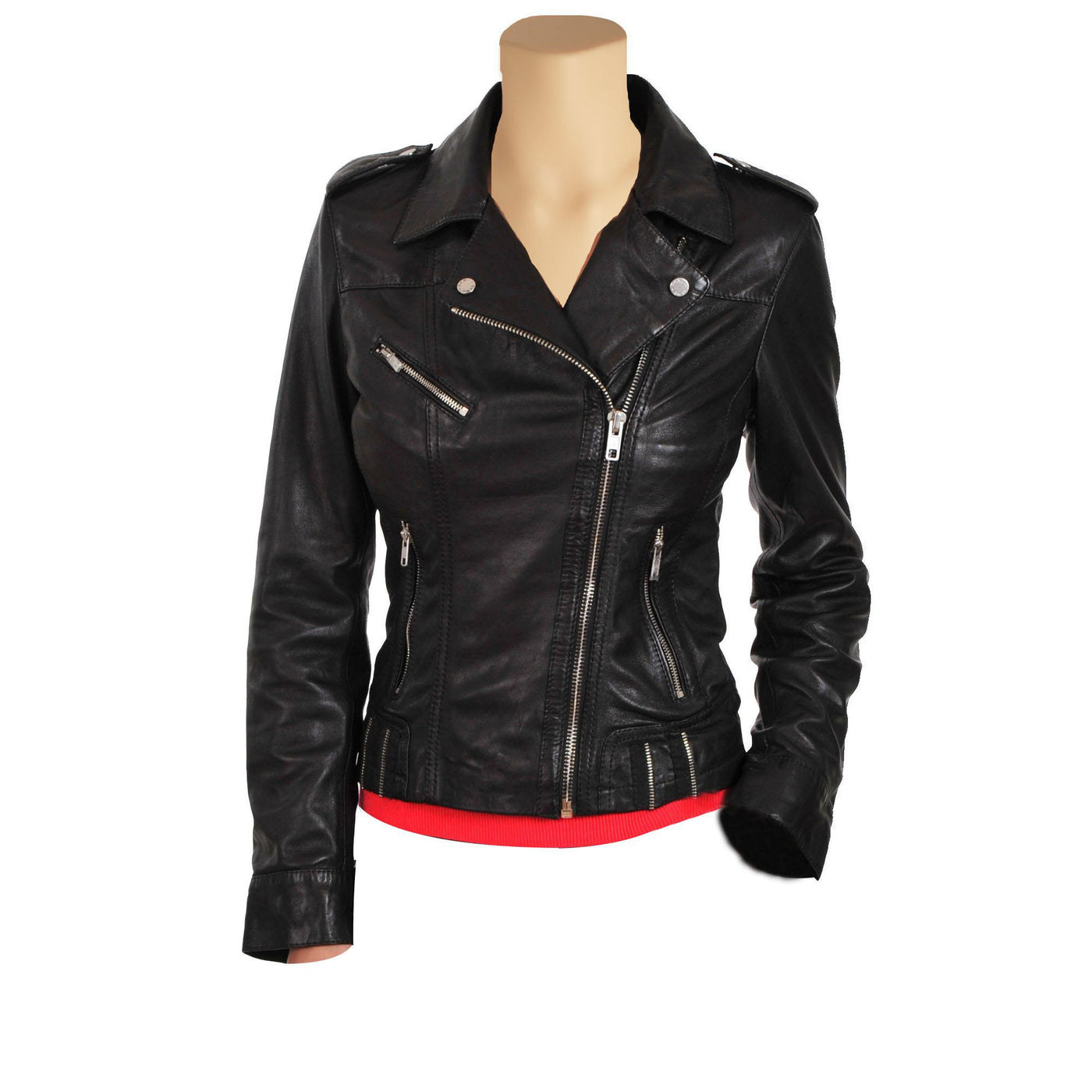 Women's classic biker style leather jacket - Lusso Leather - 1