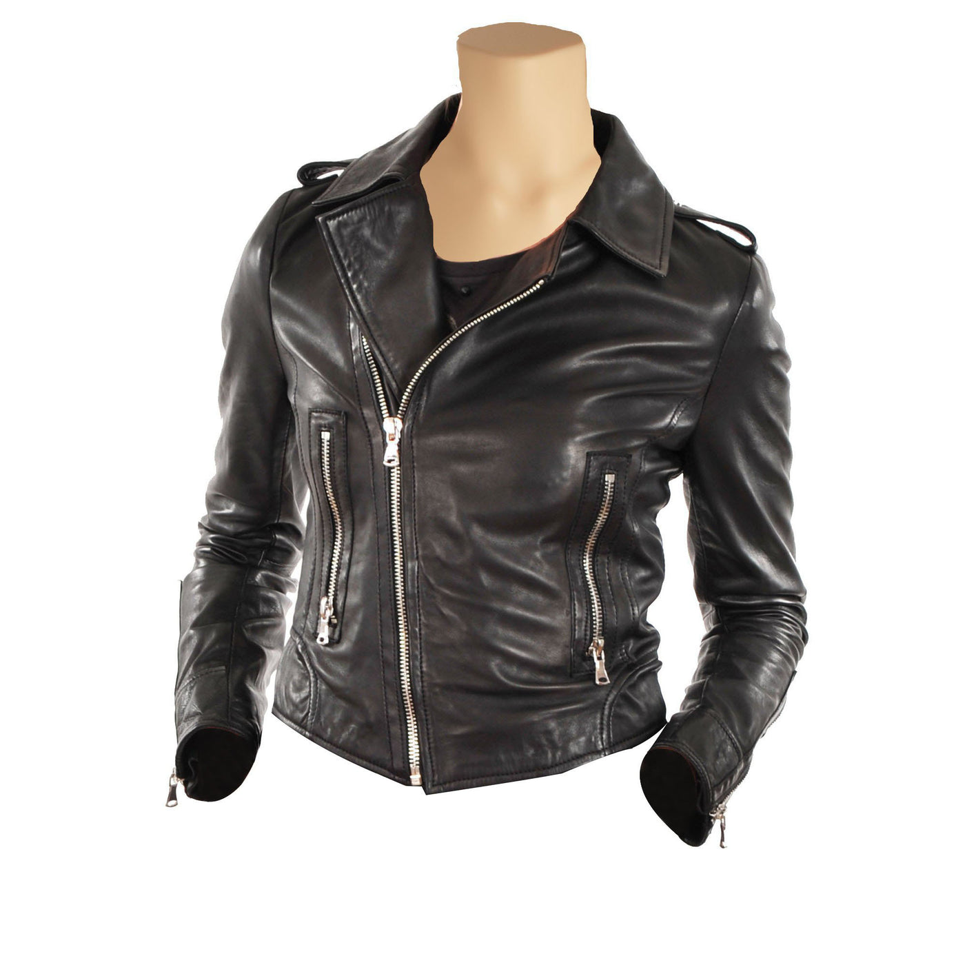 Women's double breasted leather jacket - Lusso Leather - 1