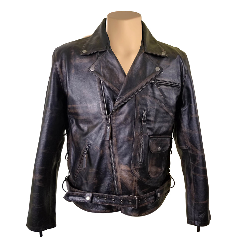 Arnold Schwarzenegger Terminator 2 Distressed Biker Leather Jacket ...