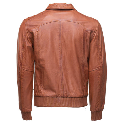 Sand Washed Leather Jacket with Stretch Hems & Cuffs