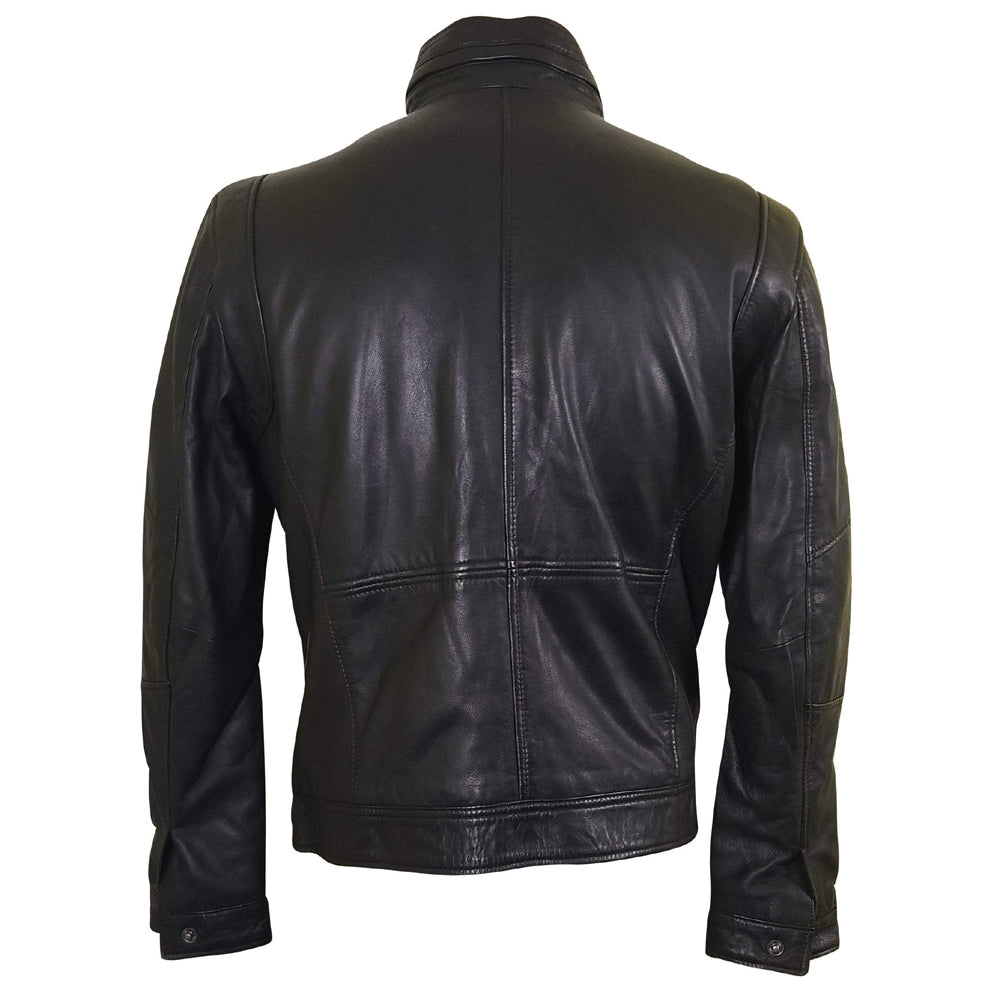 Flap pockets on the Benson Zip Up Leather Jacket
