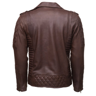 Jacket with diamond stitching and quilting in brown