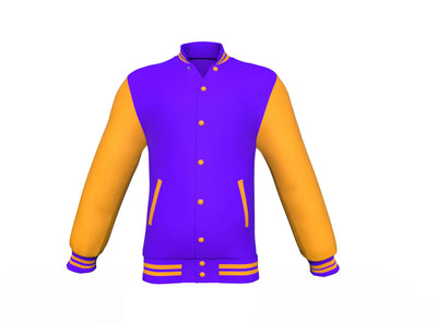 Perfect Warm Gold Sleeves Purple Varsity Letterman Jacket