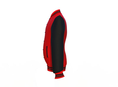 High-Quality Red Varsity Letterman Jacket Black Sleeves