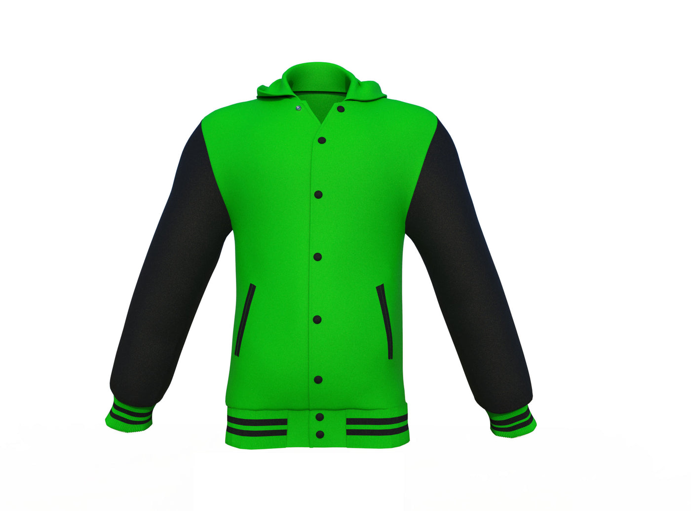 Perfect Light Green Varsity Letterman Jacket with Black Sleeves