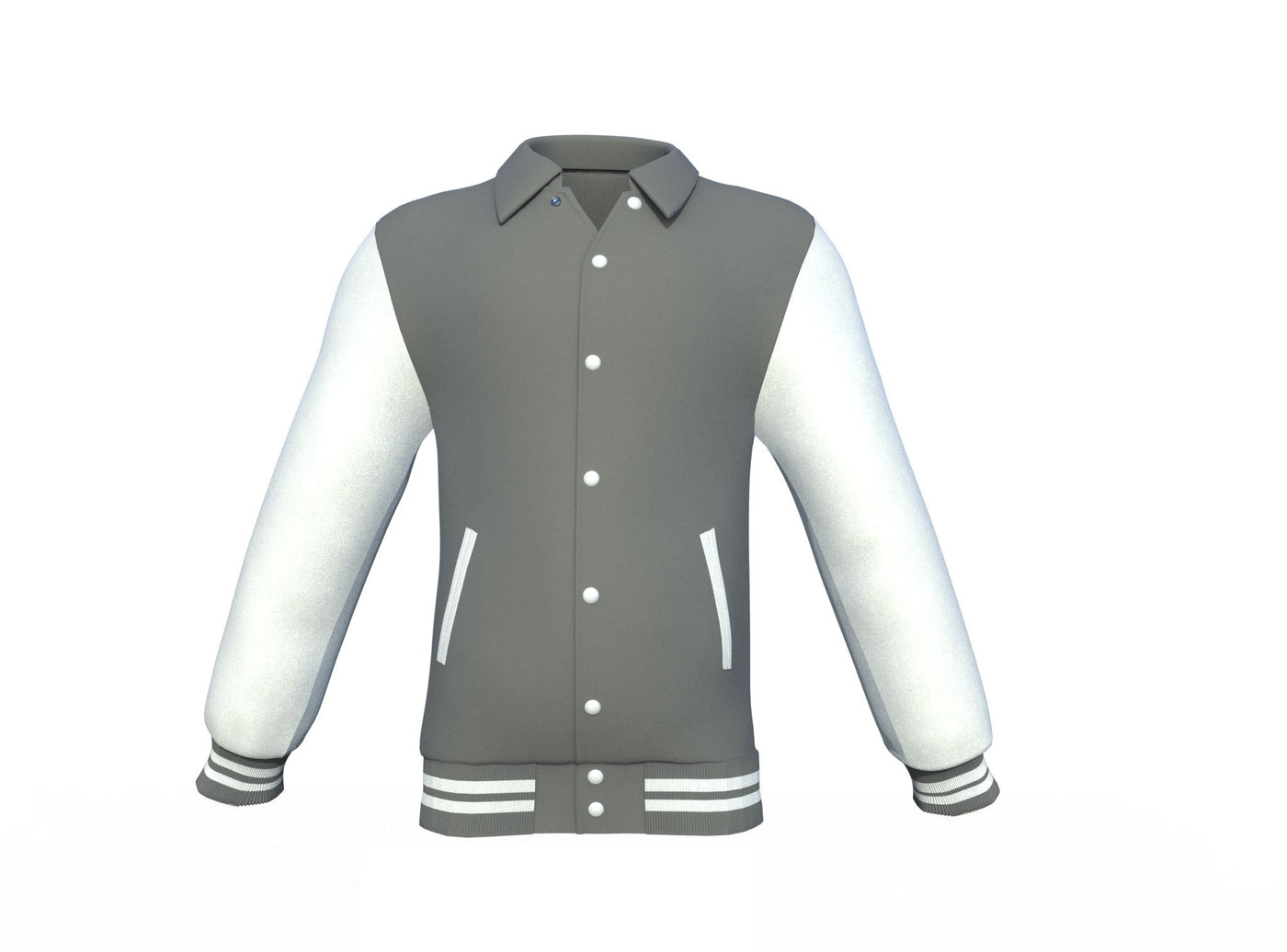 Softshell White Sleeves Grey Varsity Letterman Jacket