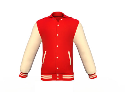 Brand New Red Varsity Letterman Jacket with Cream Sleeves