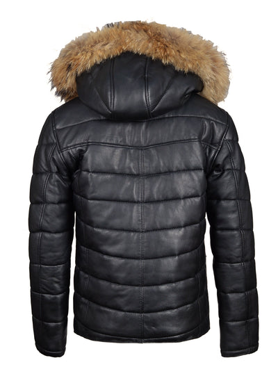 Cozy Rossi's Polyfill Winter Leather Hooded Jacket