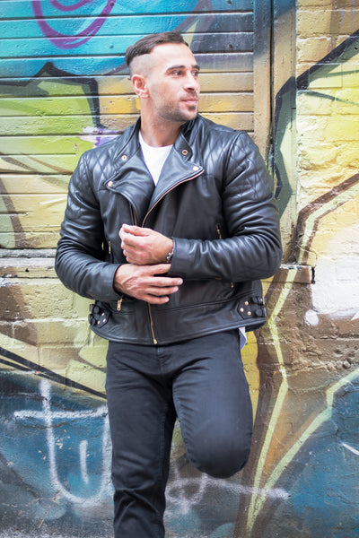 Stylish Brandford Comfortable quilted stitched Biker leather jacket
